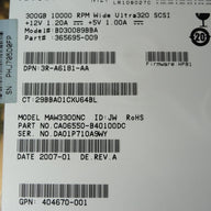 HP Fujitsu 300GB SCSI 80 Pin 10Krpm 3.5in HDD ( CA06550-B40100DC MAW3300NC 365695-009 BD30089BBA 404670-001 3R-A6181-AA ) REF