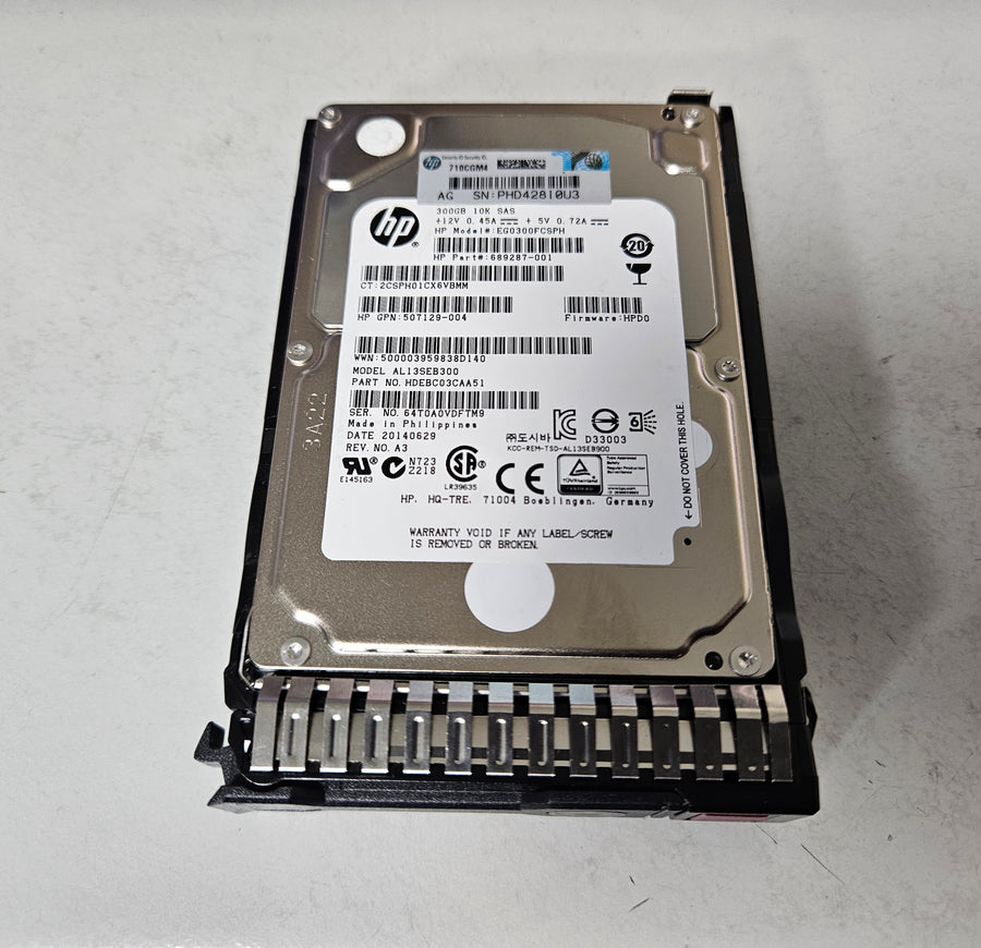 HP Toshiba 300GB 10K SAS 2.5in HDD in Caddy ( EG0300FCSPH 689287-004 507129-004 AL13SEB300 HDEBC03CAA51 ) REF