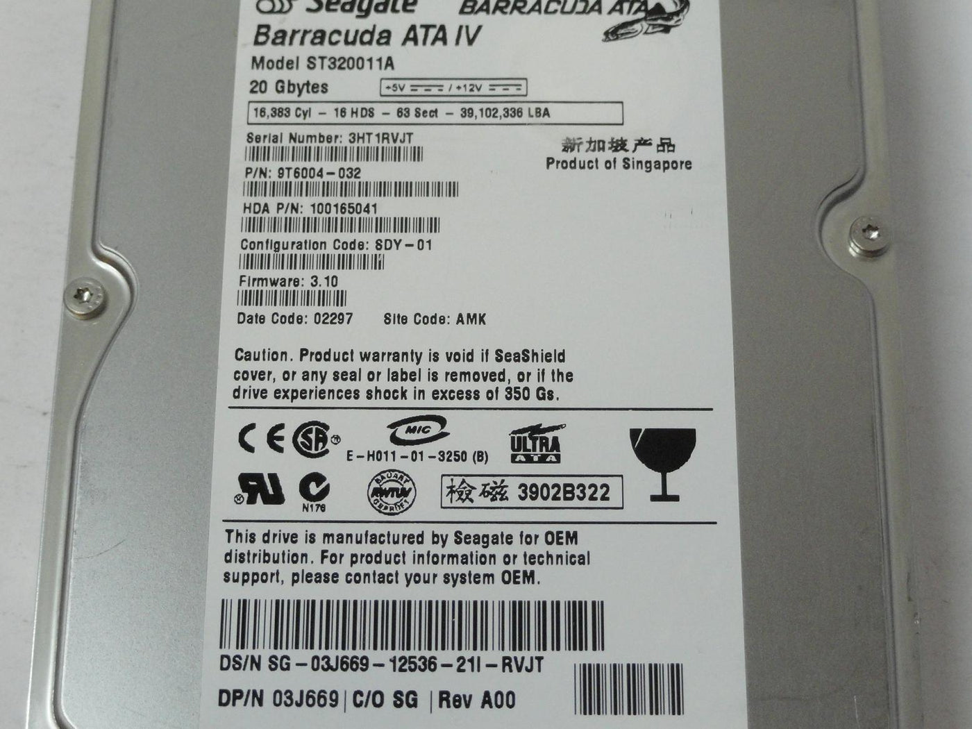 PR10587_9T6004-032_Seagate Dell 20GB IDE 7200rpm 3.5in HDD - Image3