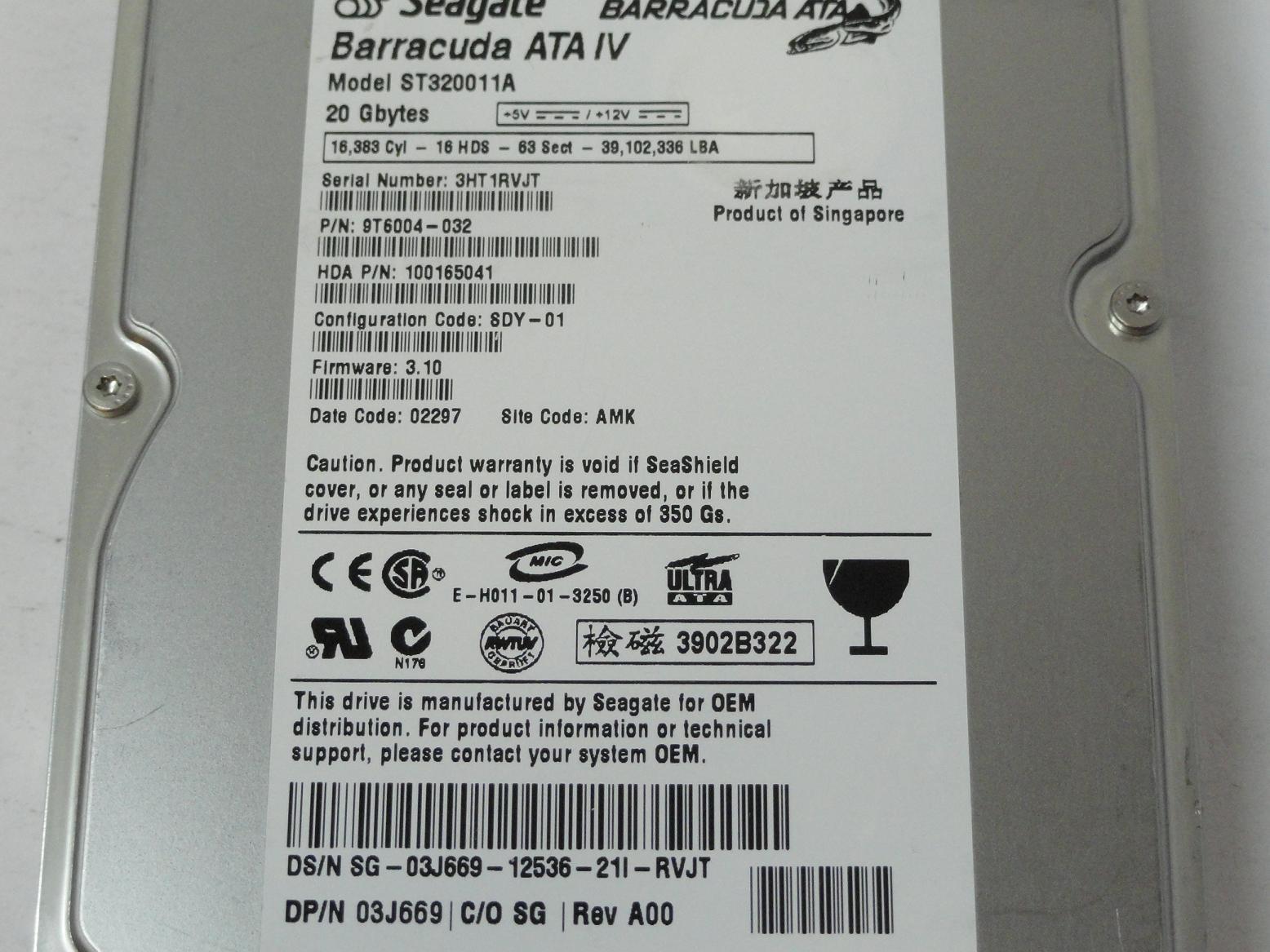 PR10587_9T6004-032_Seagate Dell 20GB IDE 7200rpm 3.5in HDD - Image3