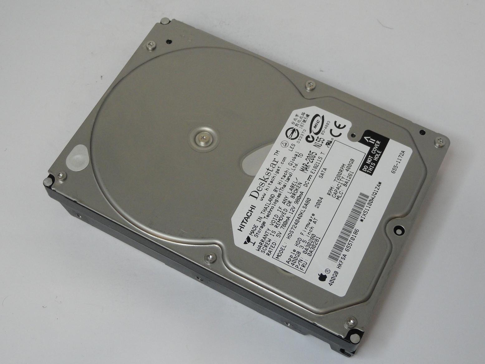 0A30280 - Hitachi Apple 400GB SATA 7200rpm 3.5in Deskstar HDD - Refurbished