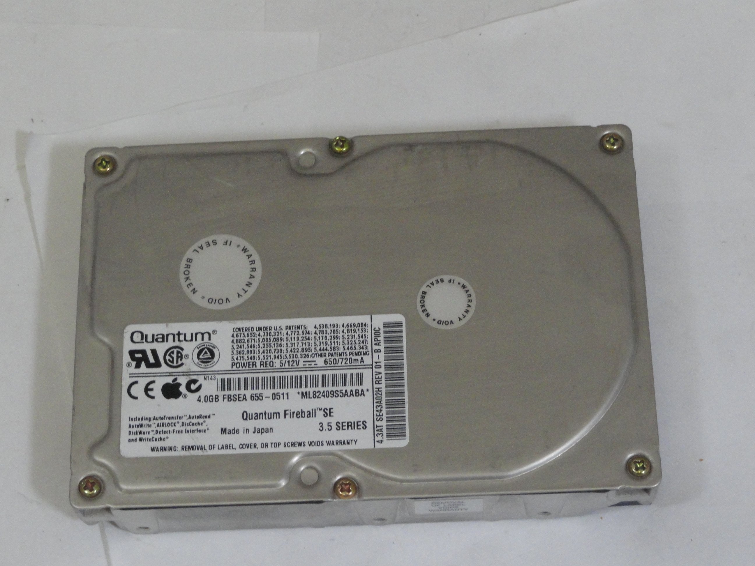 PR04733_SE43A012_Apple / Quantum 4.3GB IDE 3.5" 5400RPM Hard Drive - Image2