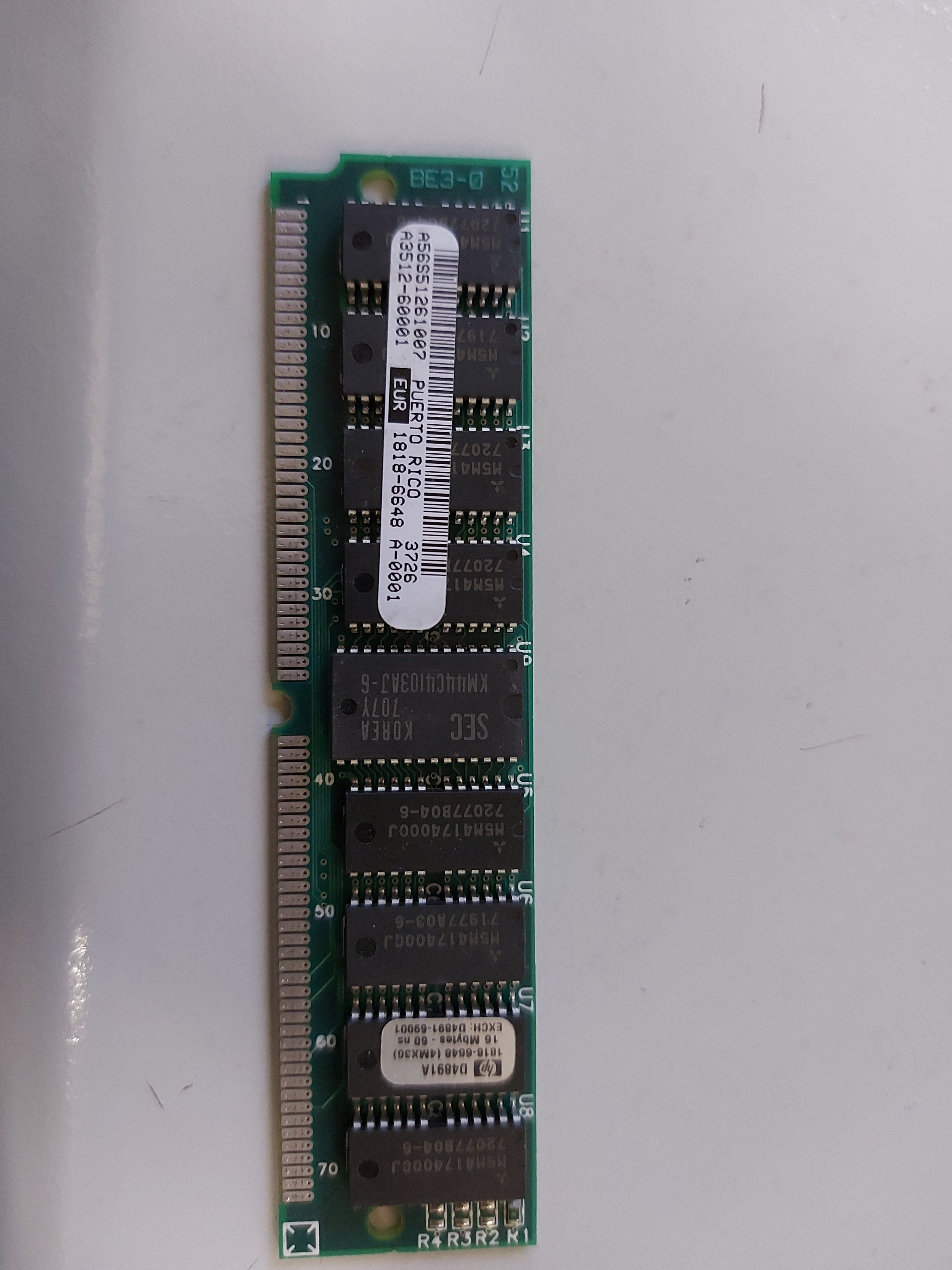 HP 16MB Parity SIMM 60ns 36-Bit 72-Pin Memory Module D4891A
