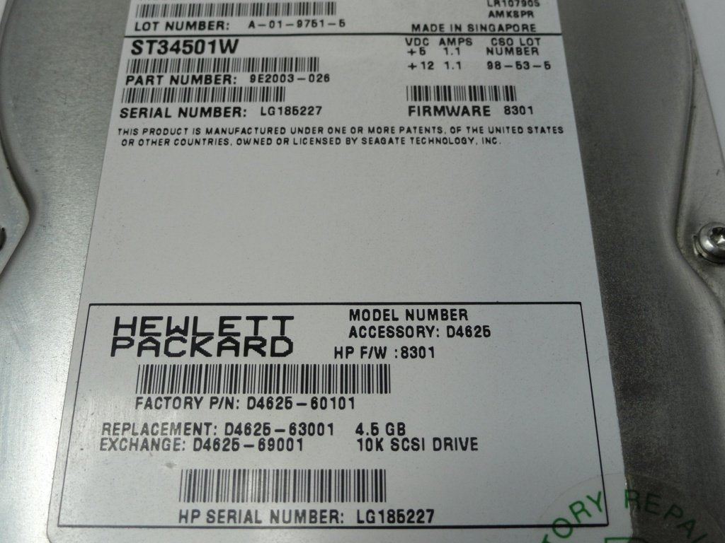 PR20771_9E2003-026_Seagate HP 4.5Gb SCSI 68 Pin 10Krpm 3.5in Repaired - Image2