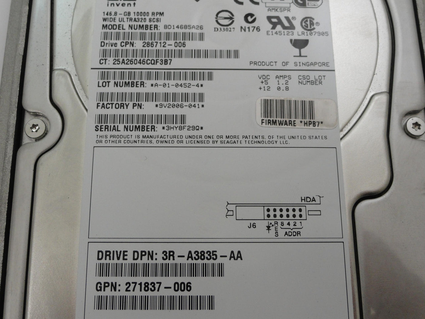 PR20547_9V2006-041_Seagate HP 146.8GB SCSI 80 Pin 10Krpm 3.5in HDD - Image3