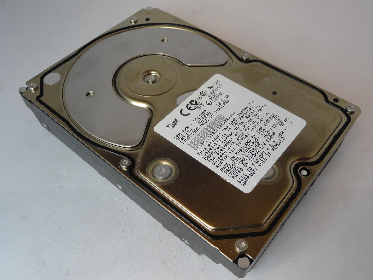 25L1950 - IBM 18GB SCSI 68 Pin 7200rpm 3.5in HDD - Refurbished