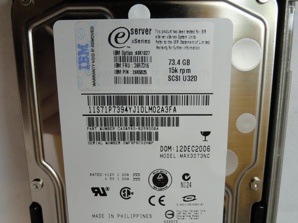 PR21621_CA06560-B25900BA_Fujitsu IBM 73.4GB SCSI 80 Pin 15Krpm 3.5in HDD - Image3