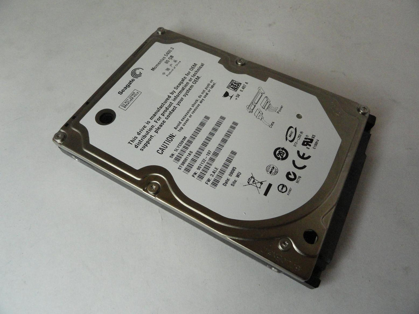 9S1132-197 - Seagate 80GB SATA 5400rpm 2.5in Momentus 5400.3 HDD - USED