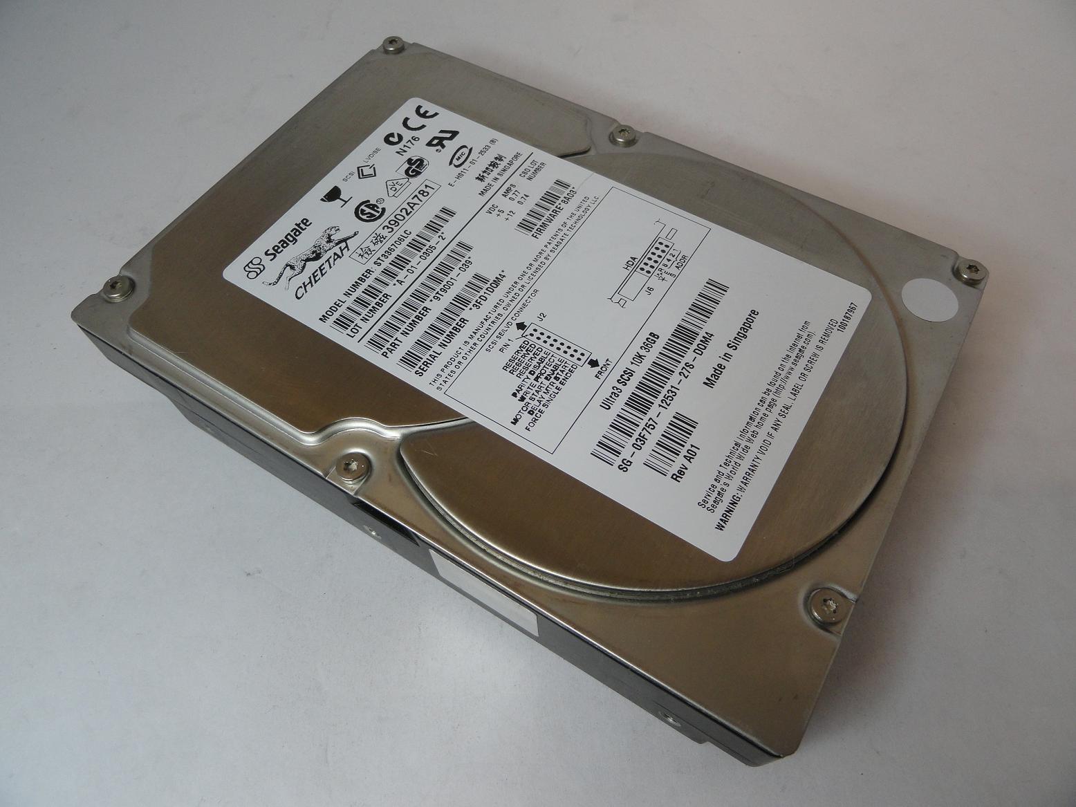 9T9001-039 - Seagate Dell 36GB SCSI 80 Pin 10Krpm 3.5in Cheetah HDD - Refurbished