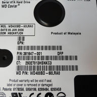Western Digital HP 40GB SATA 7200rpm 3.5in HDD ( WD400BD-60LRA0 365555-001 381647-001 ) REF