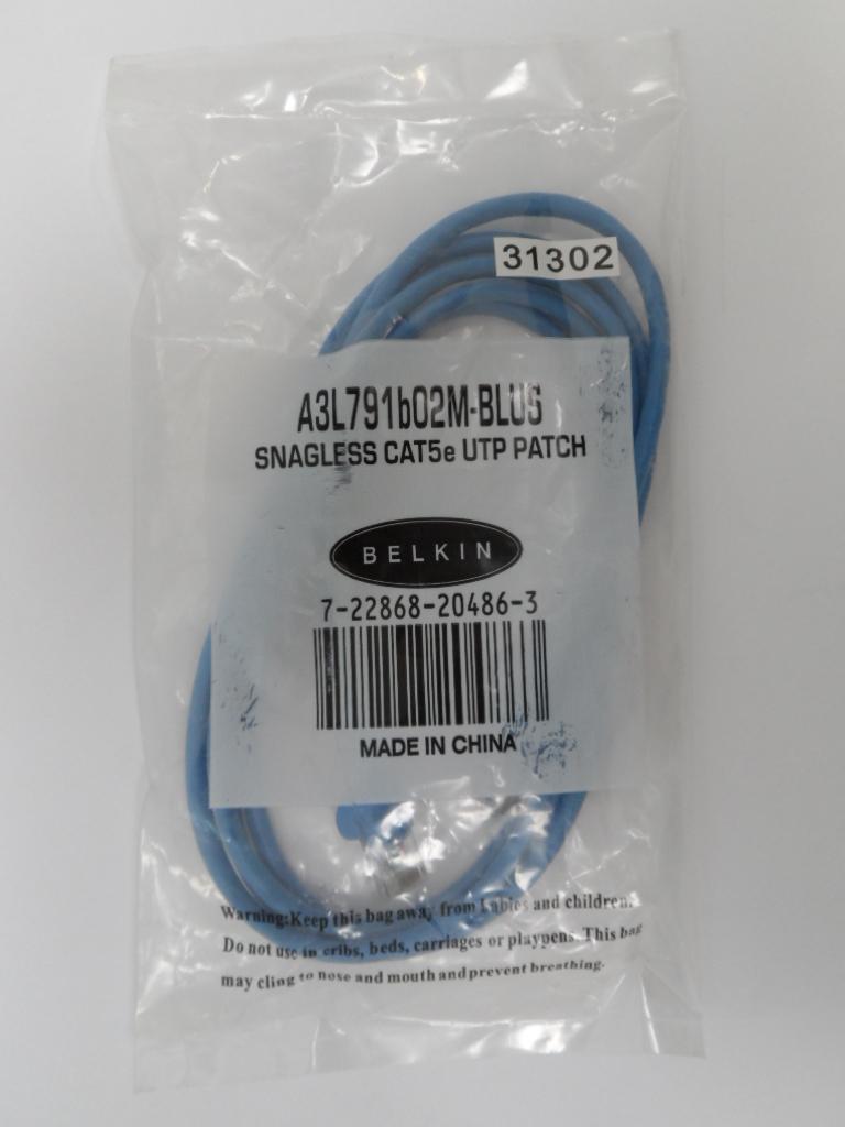 A3L791B02M-BLUS - Belkin A3L791B02M-BLUS Blue Ethernet Cable - NEW