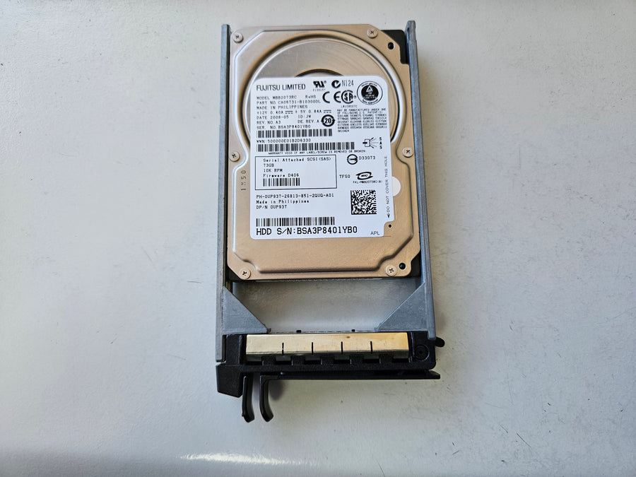 Fujitsu Dell 73GB 10KRPM SAS 2.5in HDD in Caddy ( MBB2073RC CA06731-B10300DL 0UP937 ) REF