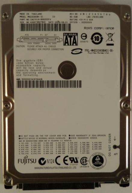 CA07018-B66200FX - Fujitsu 80GB SATA 5400rpm 2.5in HDD - Refurbished