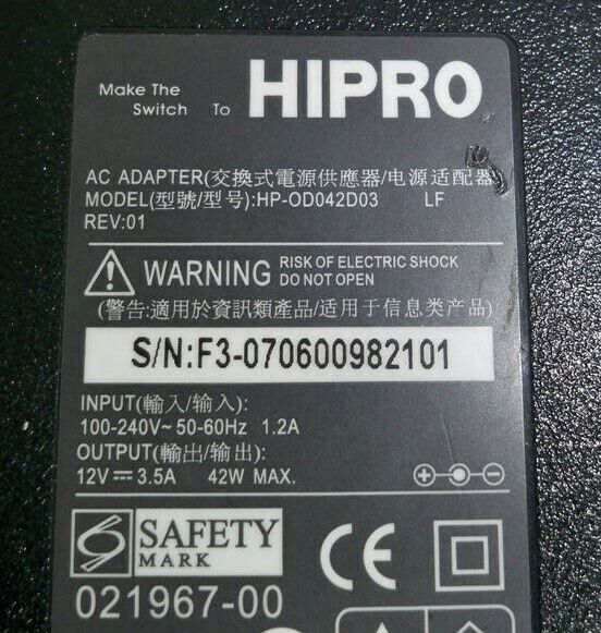 HIPRO AC Adaptor (HPOD042D03 USED)