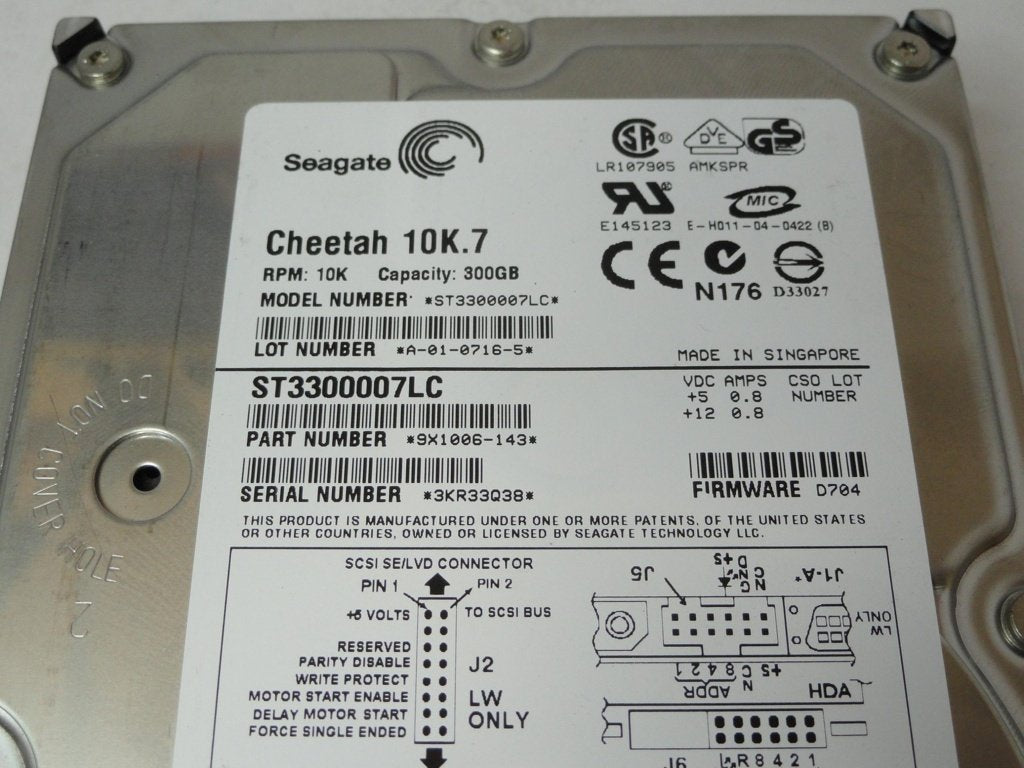 9X1006-143 - Seagate 300Gb SCSI 80 Pin 10Krpm 3.5in HDD - USED