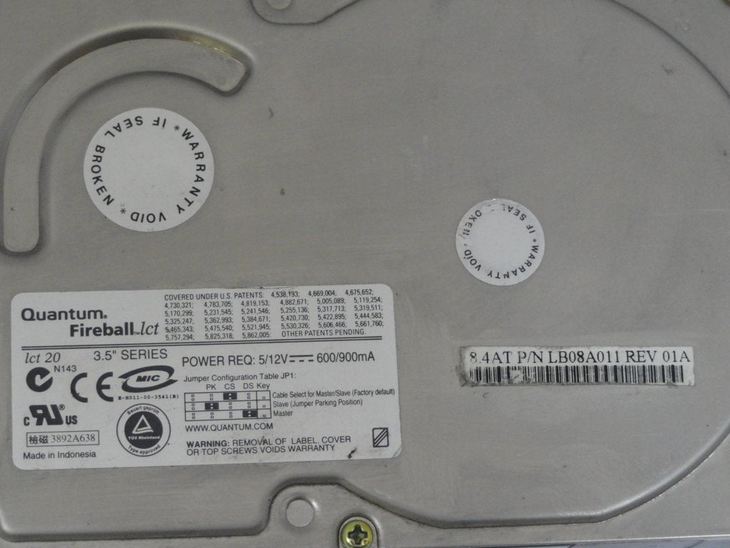 LB08A011 - Quantum 8.4GB IDE 5400rpm 3.5" HDD - Refurbished