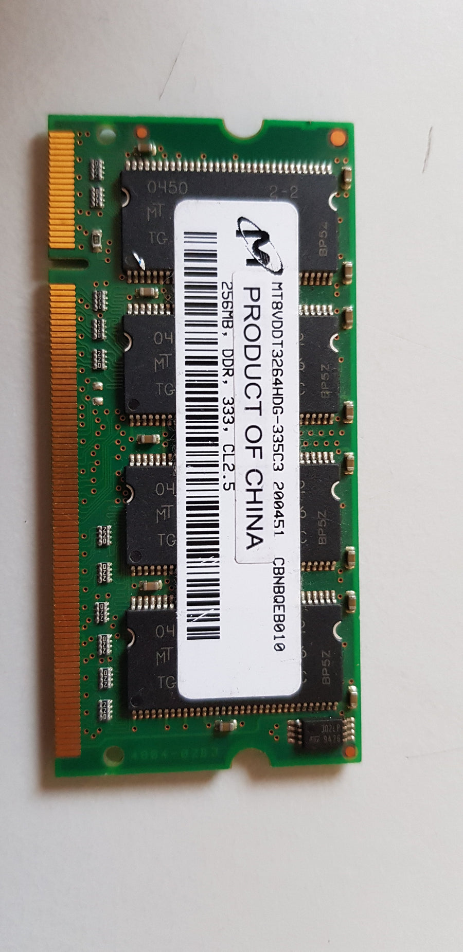Micron / HP 256Mb DDR3 PC2700 CL2.5 SODIMM RAM Module ( MT8VDDT3264HDG-335C3 / 336577-001 / 337891-001  )
