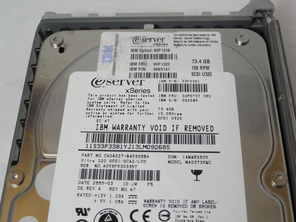 PR22787_CA06227-B45900BA_Fujitsu IBM 73.4Gb SCSI 80 Pin 15Krpm 3.5in HDD - Image3