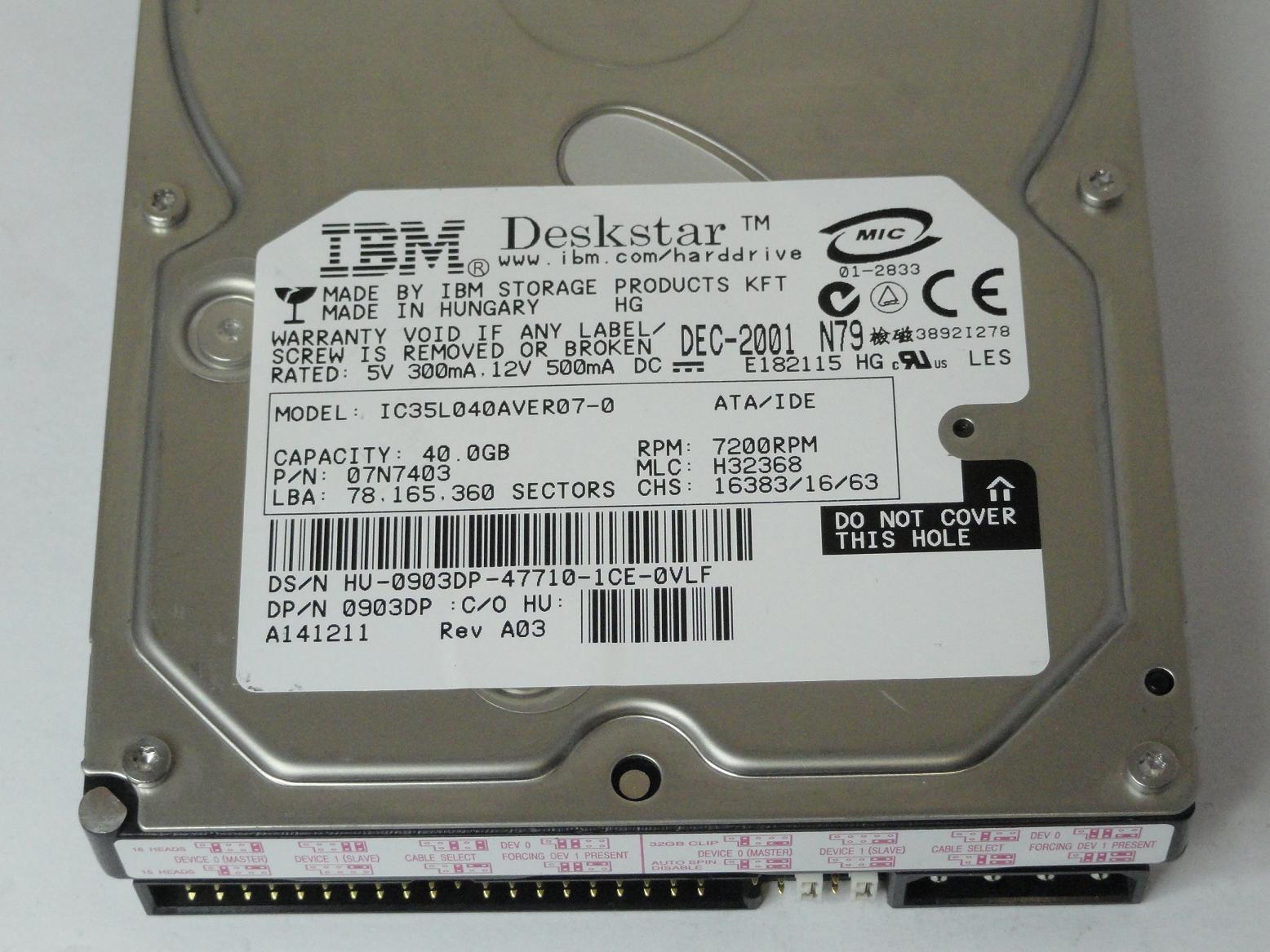 PR00555_07N7403_IBM Dell 40GB IDE 7200rpm 3.5in HDD - Image3