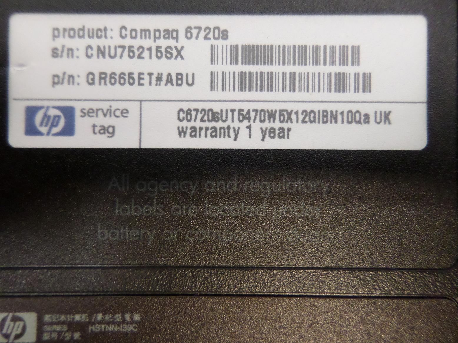 PR20249_6720s_HP Compaq 6720s 1.6Ghz Laptop - 1Gb RAM - No HDD - Image4