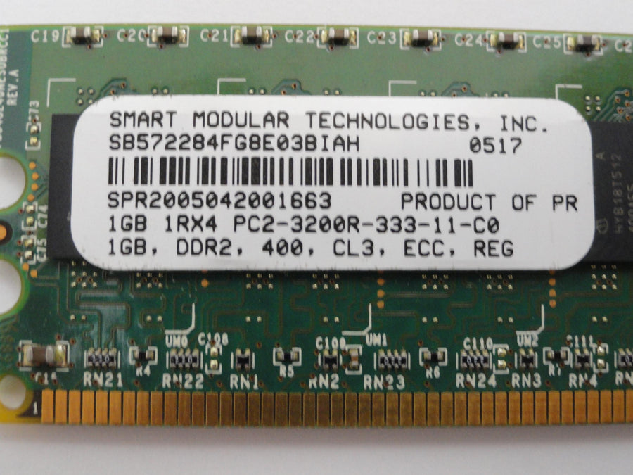 PC2-3200R-333-11-C0 - Smart Modular Technologies HP 1Gb PC2-3200R DDR2 400MHz CL3 ECC Reg 240 Pin RAM - Refurbished