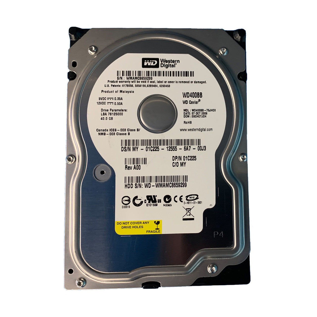 Western Digital Dell 40Gb IDE 7200rpm 3.5in HDD ( WD400BB-75JHC0 01C225 ) REF