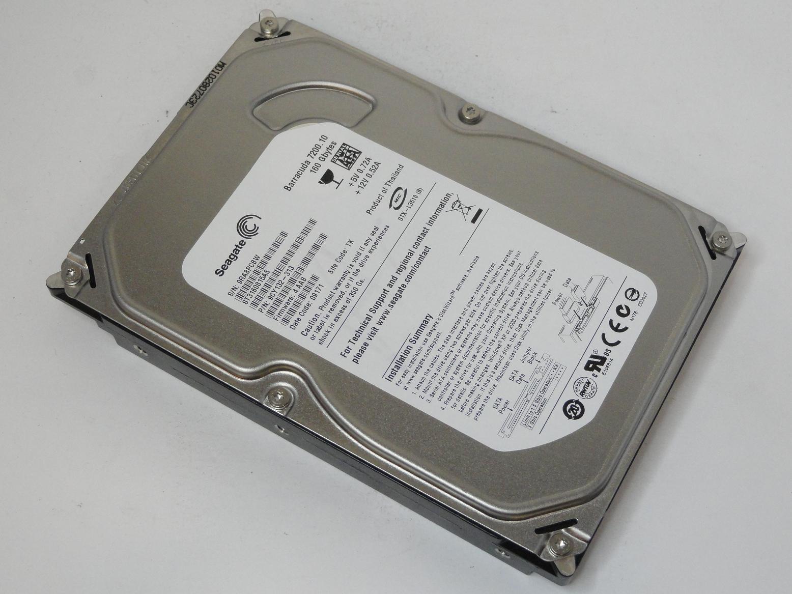 9CY132-313 - Seagate 160GB SATA 7200rpm 3.5in Barracuda 7200.10 HDD - Refurbished