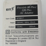 870917 - BT Freestyle 80 Plus 120 Plus AC Adaptor - Refurbished
