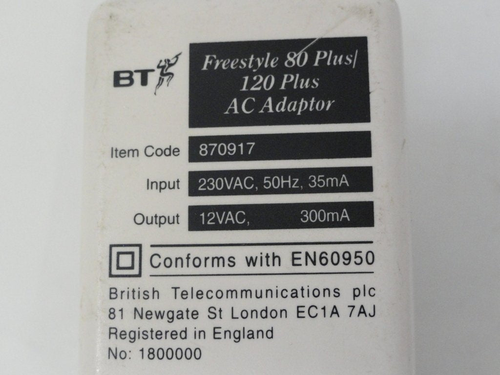 870917 - BT Freestyle 80 Plus 120 Plus AC Adaptor - Refurbished