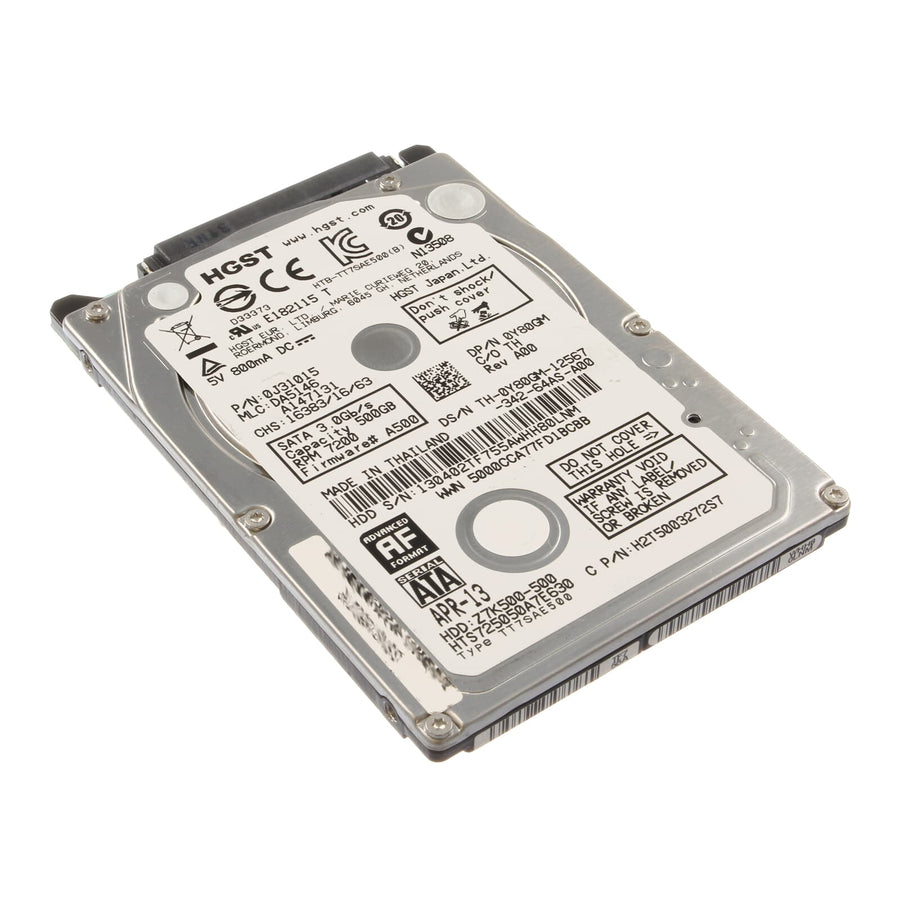 HGST Dell 500GB 7200rpm SATA 2.5in HDD ( HTS725050A7E630 0J31015 H2T5003272S7 0Y80GM ) USED