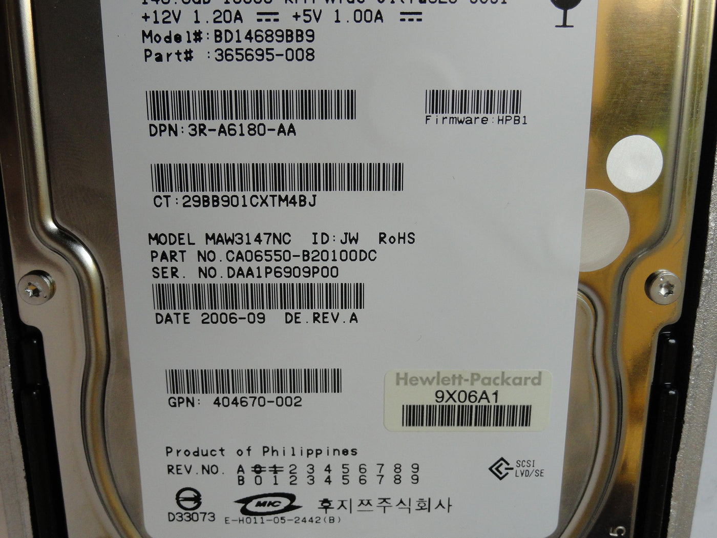 CA06550-B20100DC - Fujitsu HP 146.8GB SCSI 80 Pin 10Krpm 3.5in HDD in Caddy - Refurbished