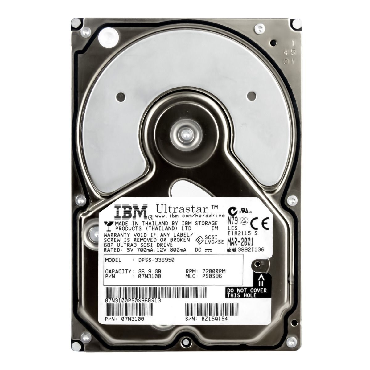 IBM 36Gb SCSI 68 Pin 7200rpm 3.5" HDD ( 07N3100 DPSS-336950 ) REF