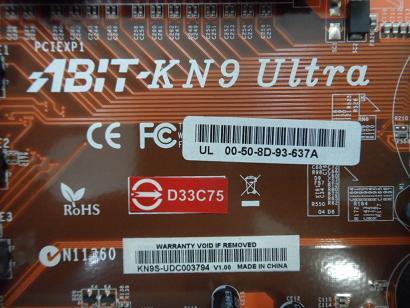 ABIT KN9 Ultra AM2 NVIDIA nForce 570 Motherboard ( KN9 Ultra KN9 Ultra    ABIT )