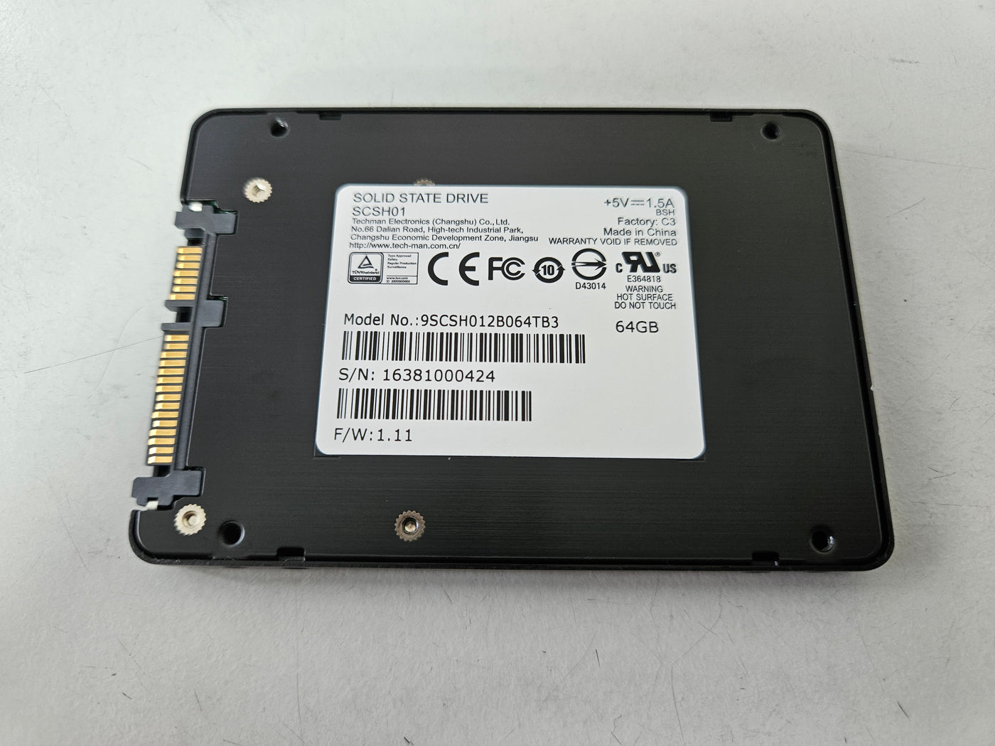 Techman 64GB 2.5in 5V 1.5A SATA Solid State Drive ( SCSH01 ) REF