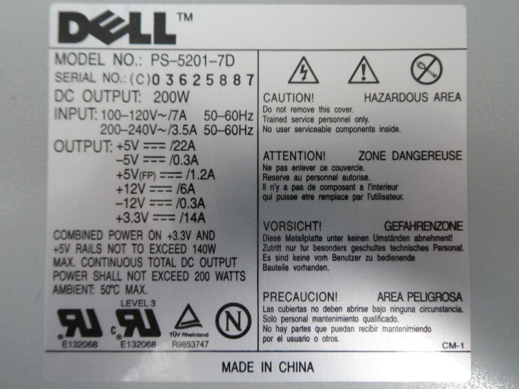 MC4780_0009228C_Dell PS-5201-7D 200w Power Supply Unit - Image2