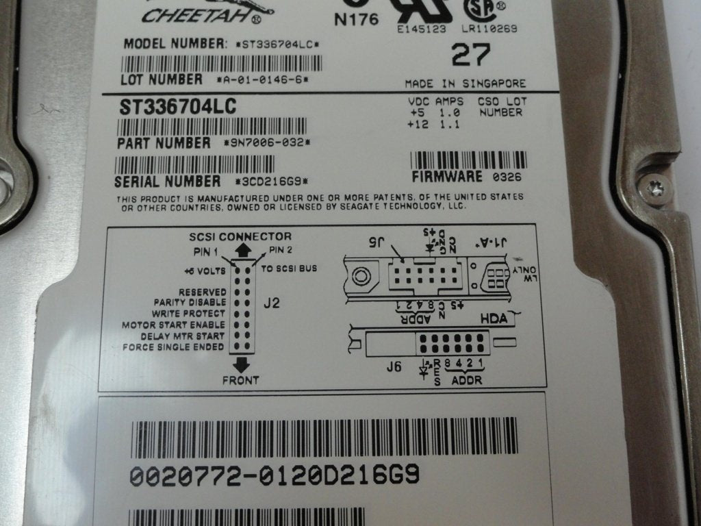9N7006-032 - Seagate Sun 36GB SCSI 80 Pin 10Krpm 3.5in Cheetah HDD - Refurbished