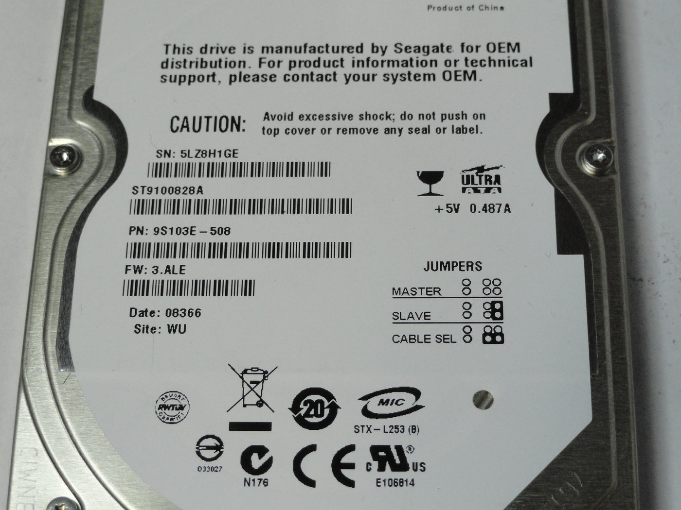 9S103E-508 - Seagate 100Gb IDE 5400rpm 2.5in HDD - Refurbished
