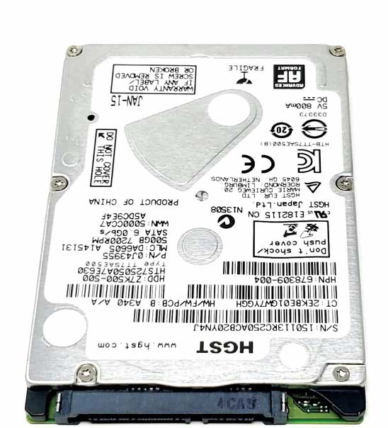 HGST HP 500GB SATA 7200rpm 2.5in HDD ( 0J43955 HTS725050A7E630 Z7K500-500 678309-004 ) USED