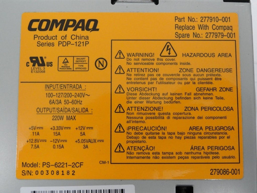 PS-6221-2CF - Compaq 220W ATX Power Supply Unit - Refurbished