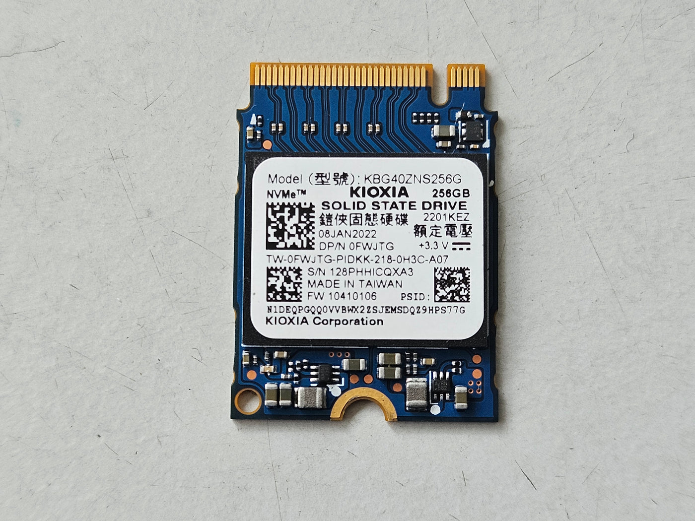 KIOXIA Dell PCIe NVMe M.2 2230 SSD Drive ( 0FWJTG KBG40ZNS256G ) REF