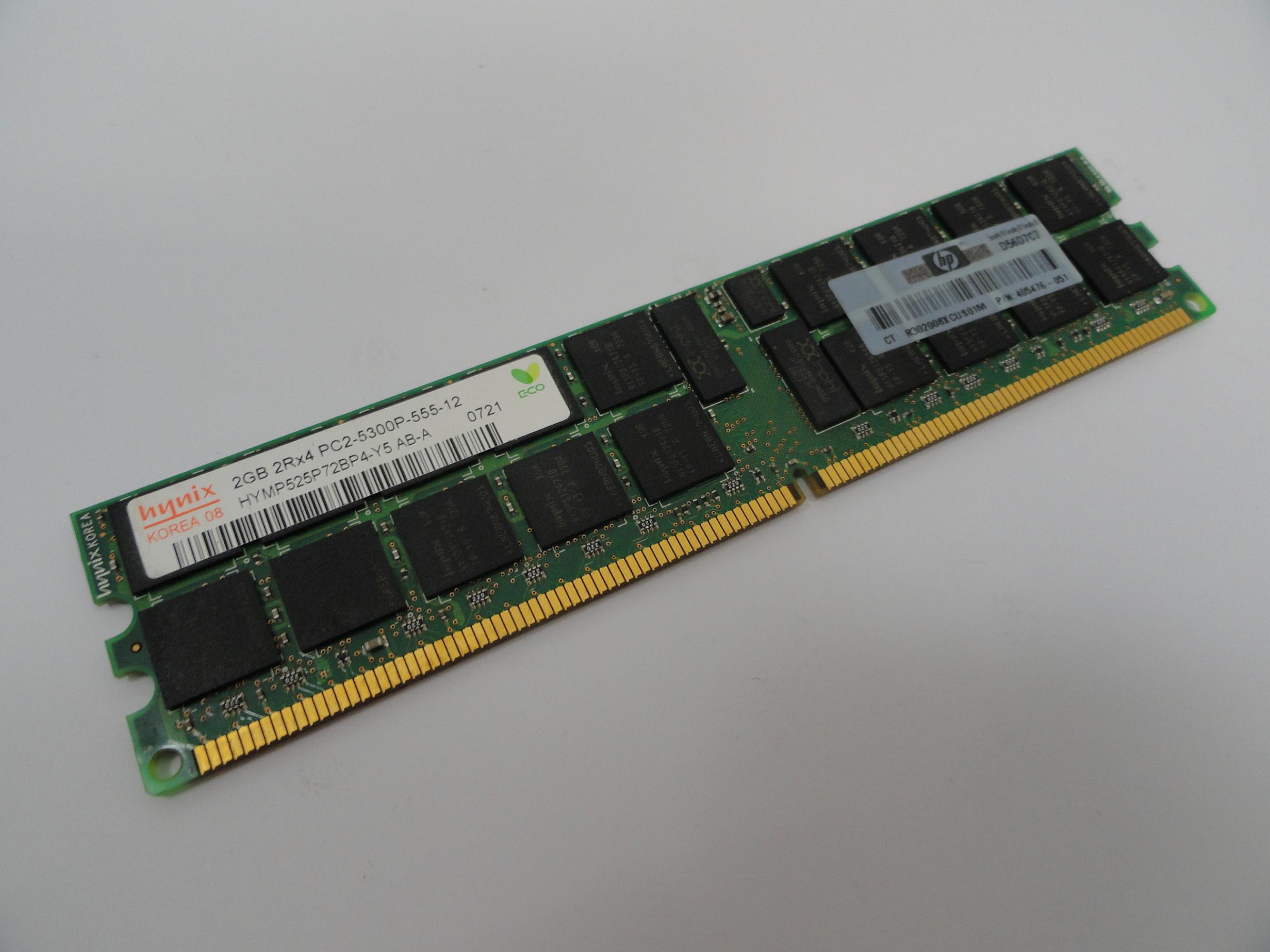 Hynix HP 2GB PC2-5300 CL5 ECC DDR2-667 DIMM ( HYMP525P72BP4-Y5 405476-051 ) REF