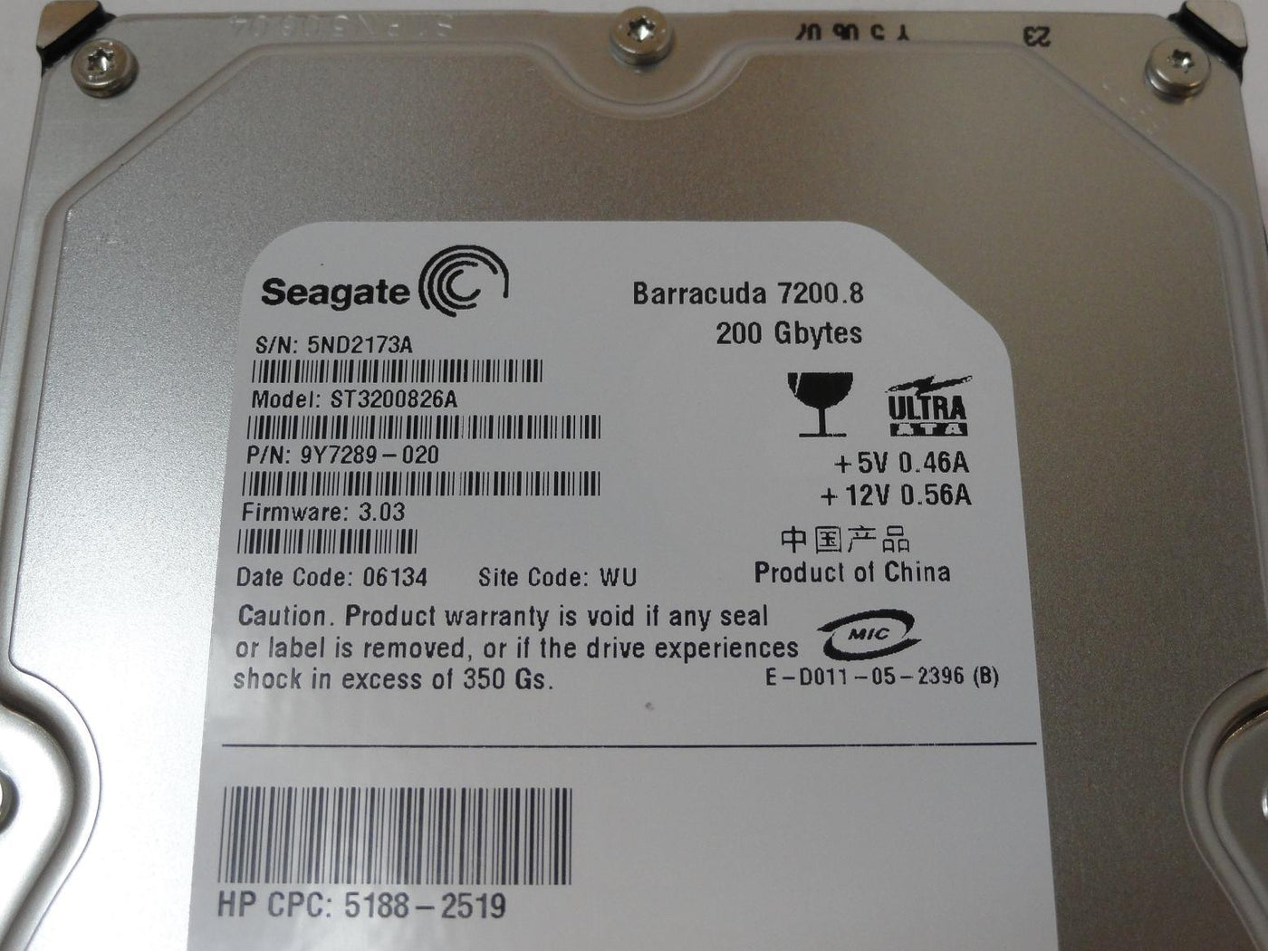 PR03600_9Y7289-020_Seagate HP 200Gb IDE 7200rpm 3.5in HDD - Image3