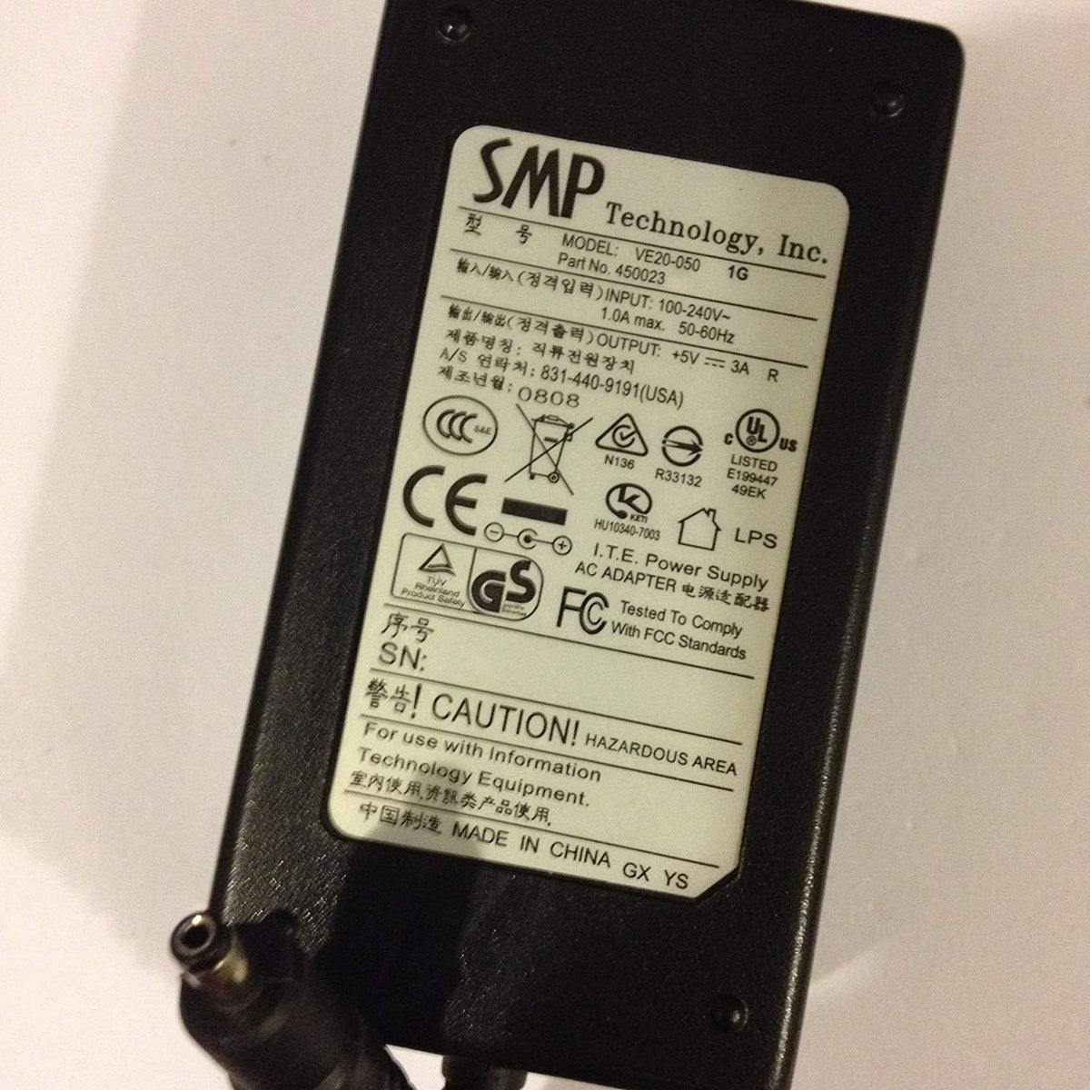 SMP TECH INC Adapter Power Supply Charger (VE20 050 1G USED)