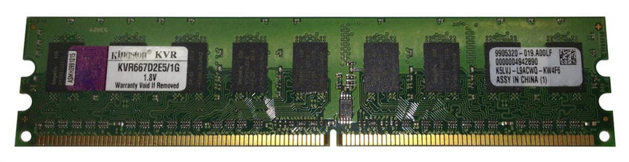 Kingston 1GB 240-Pin DDR2 SDRAM ECC Unbuffered DDR2 667MHz PC2-5300 Server Memory (KVR667D2E5/1G / 9905320-023 REF)