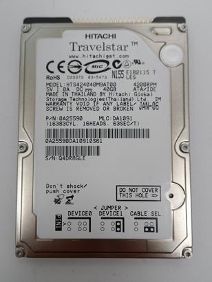 0A25590 - Hitachi 40GB IDE 4200rpm 2.5in HDD - Refurbished