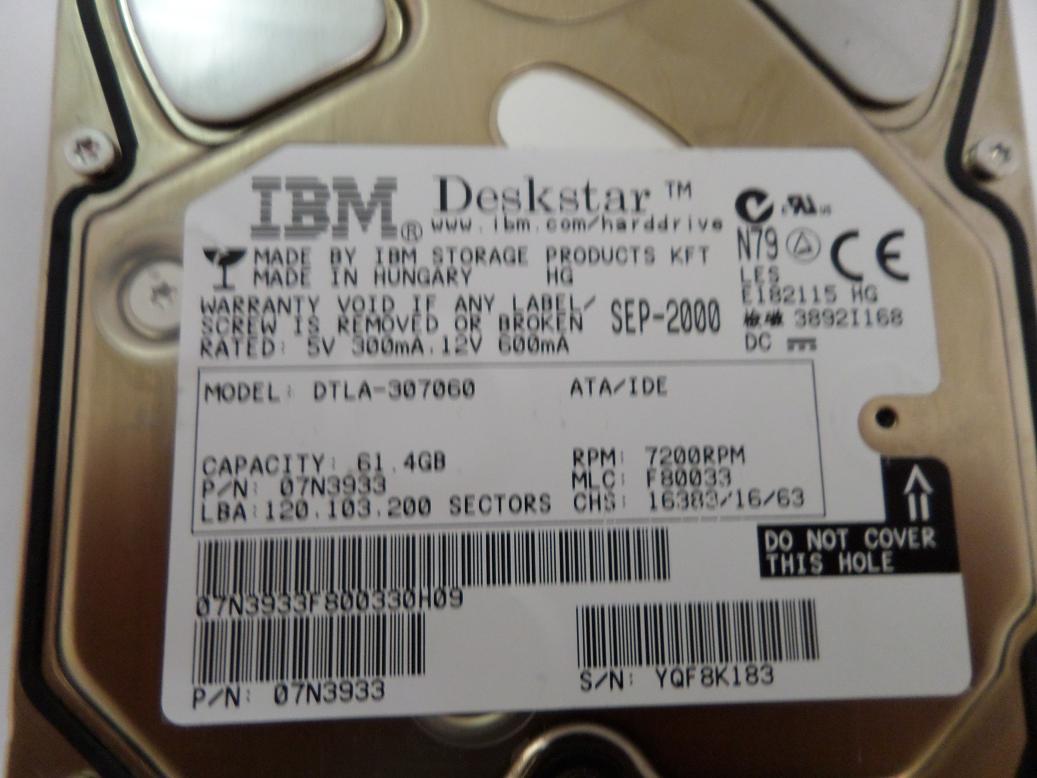 PR01802_07N3933_IBM 61.4Gb IDE 3.5" 7200rpm HDD - Image3