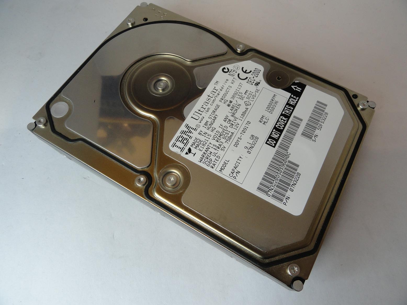 07N3220 - IBM 9Gb SCSI 68 Pin 10Krpm 3.5in HDD - USED