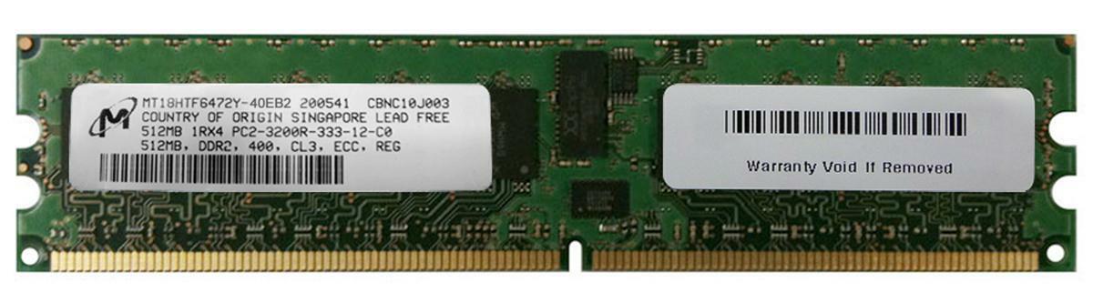 Micron 512MB PC2-3200 CL3 ECC Reg DDR2-400 240-Pin DIMM ( MT18HTF6472Y-40EB2 ) REF