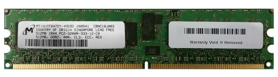 Micron 512MB PC2-3200 CL3 ECC Reg DDR2-400 240-Pin DIMM ( MT18HTF6472Y-40EB2 ) REF
