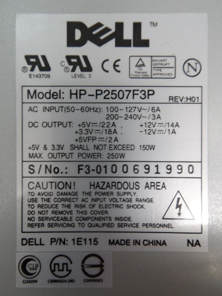 PR18391_1E+115_Dell 250W Power Supply HP-P2507F3P - Image3